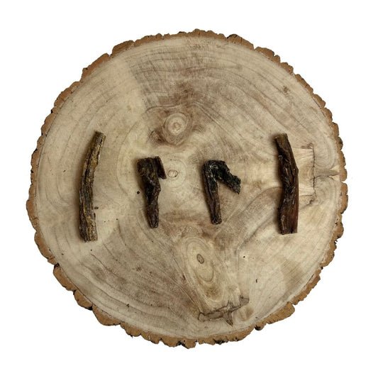 All Natural dried camel tripe on a wooden background 