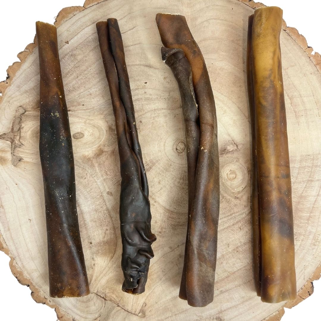 All natural camel skin roll on a wooden background